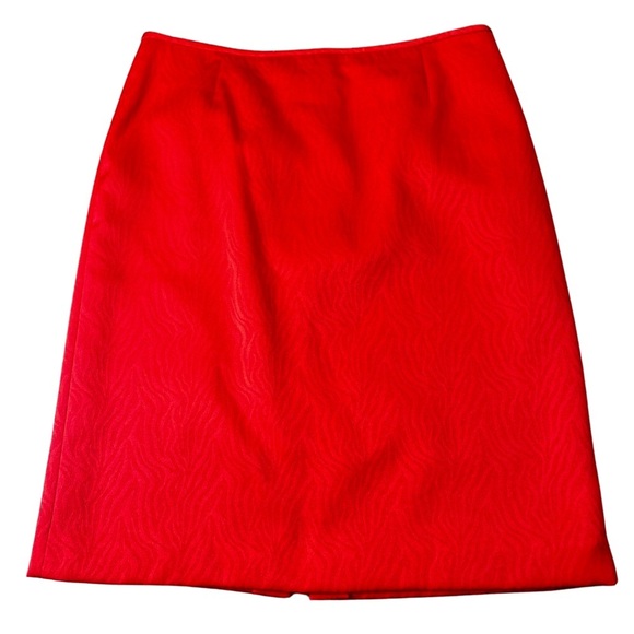 Preston & York Textured Print Red A-Line Knee Length Slit Skirt Women Size 12 - Picture 1 of 10